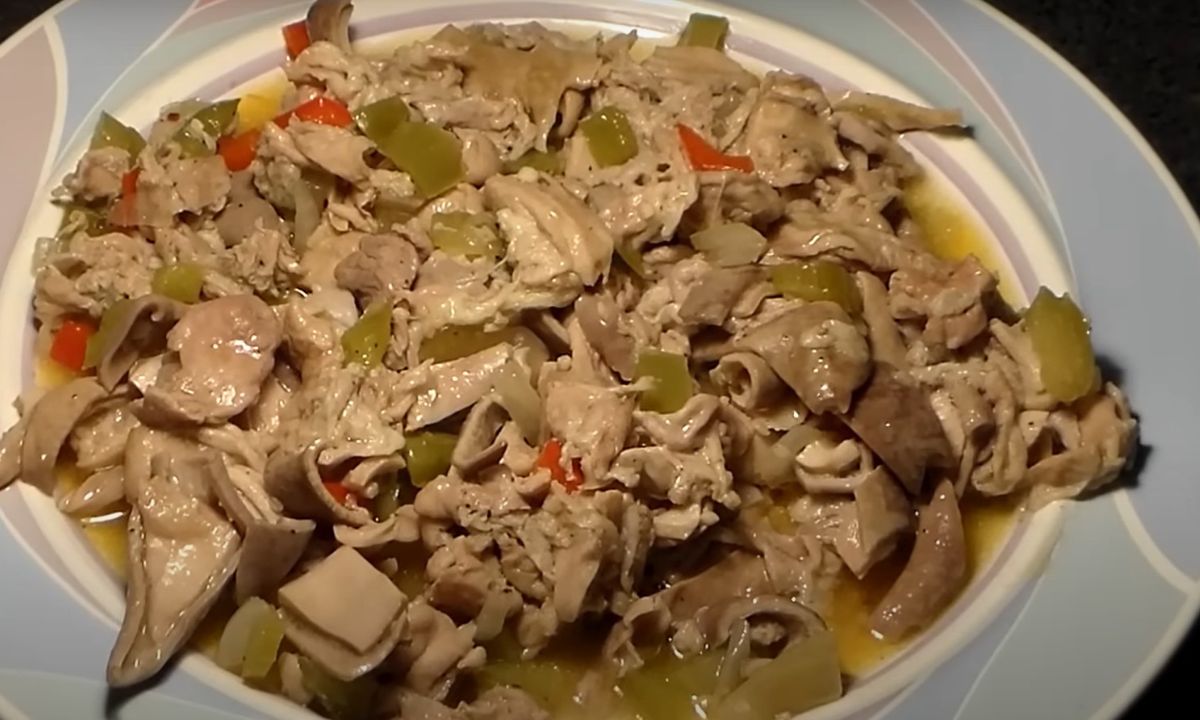 Pork chitterling cooked